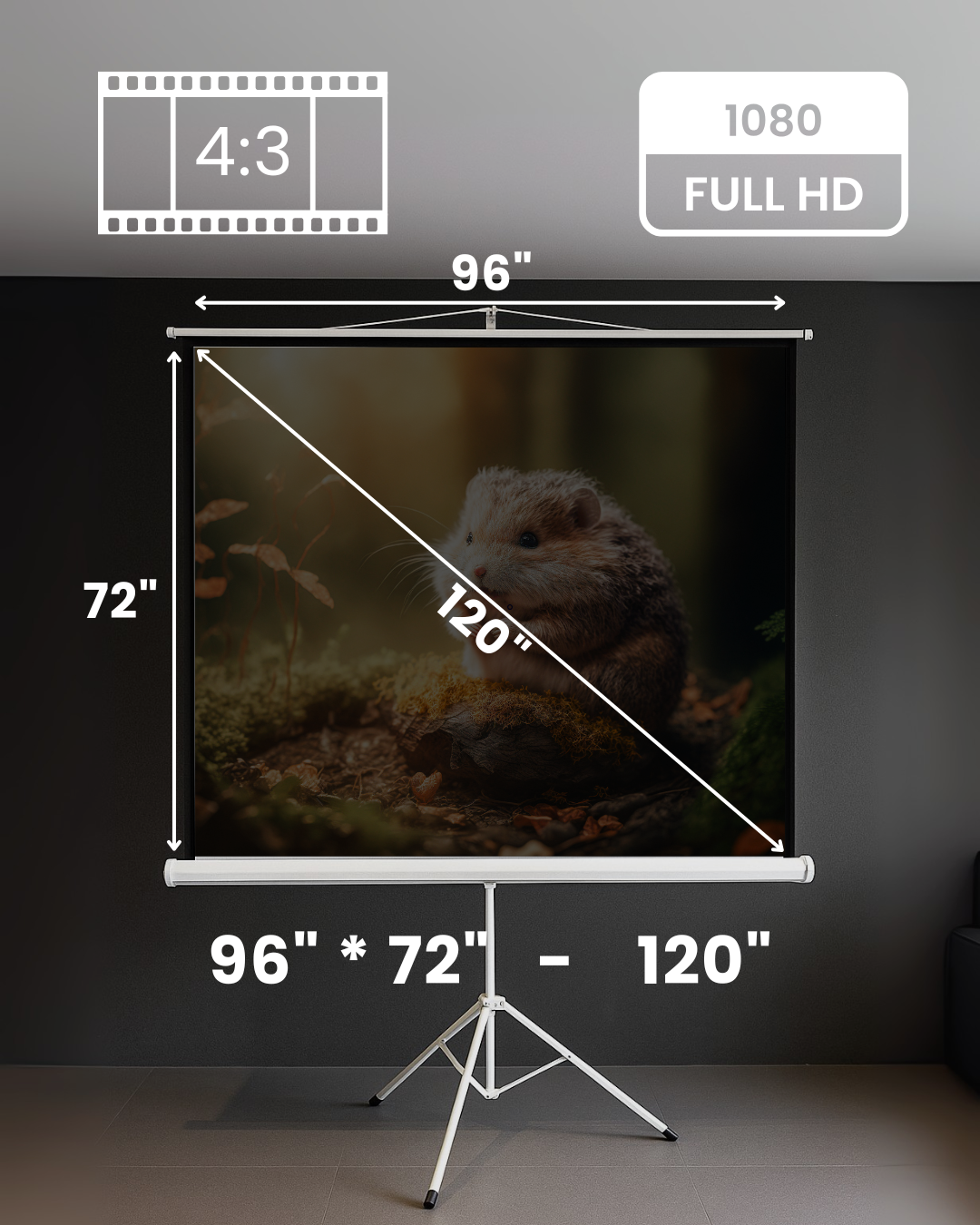 Vision Portable Tripod Projection Screen 4:3 - Elite Ultra HD 4K Matte White