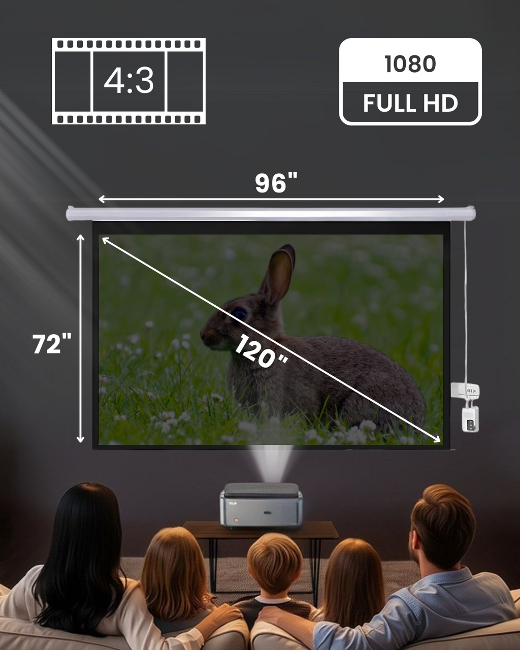 VISION ELECTRIC MOTORISED SCREEN WITH AUTO USB (B) [4:3]