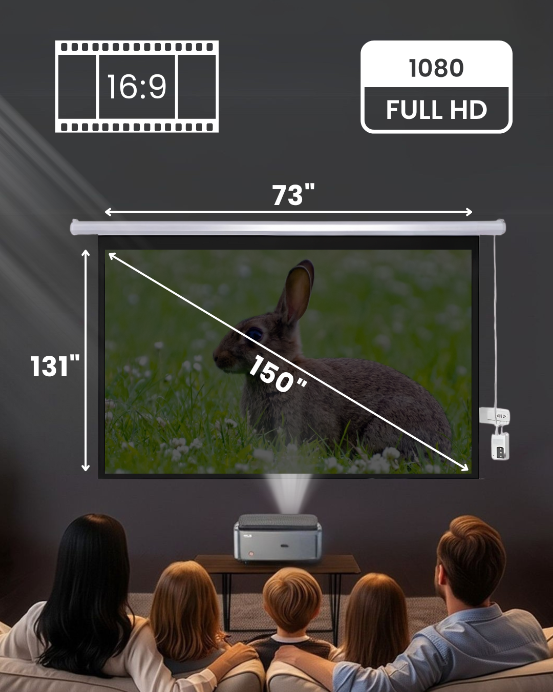 Vision Electric Motorised Projector Screen 16:9 - Elite Ultra HD Matte White