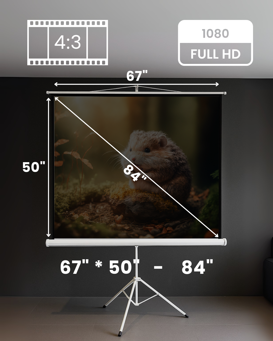 Vision Portable Tripod Projection Screen 4:3 - Elite Ultra HD 4K Matte White