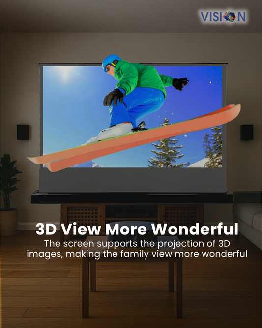 Vision Electric Floor Rising Projection Screen 16:9 - Elegant UHD Soft Matte White