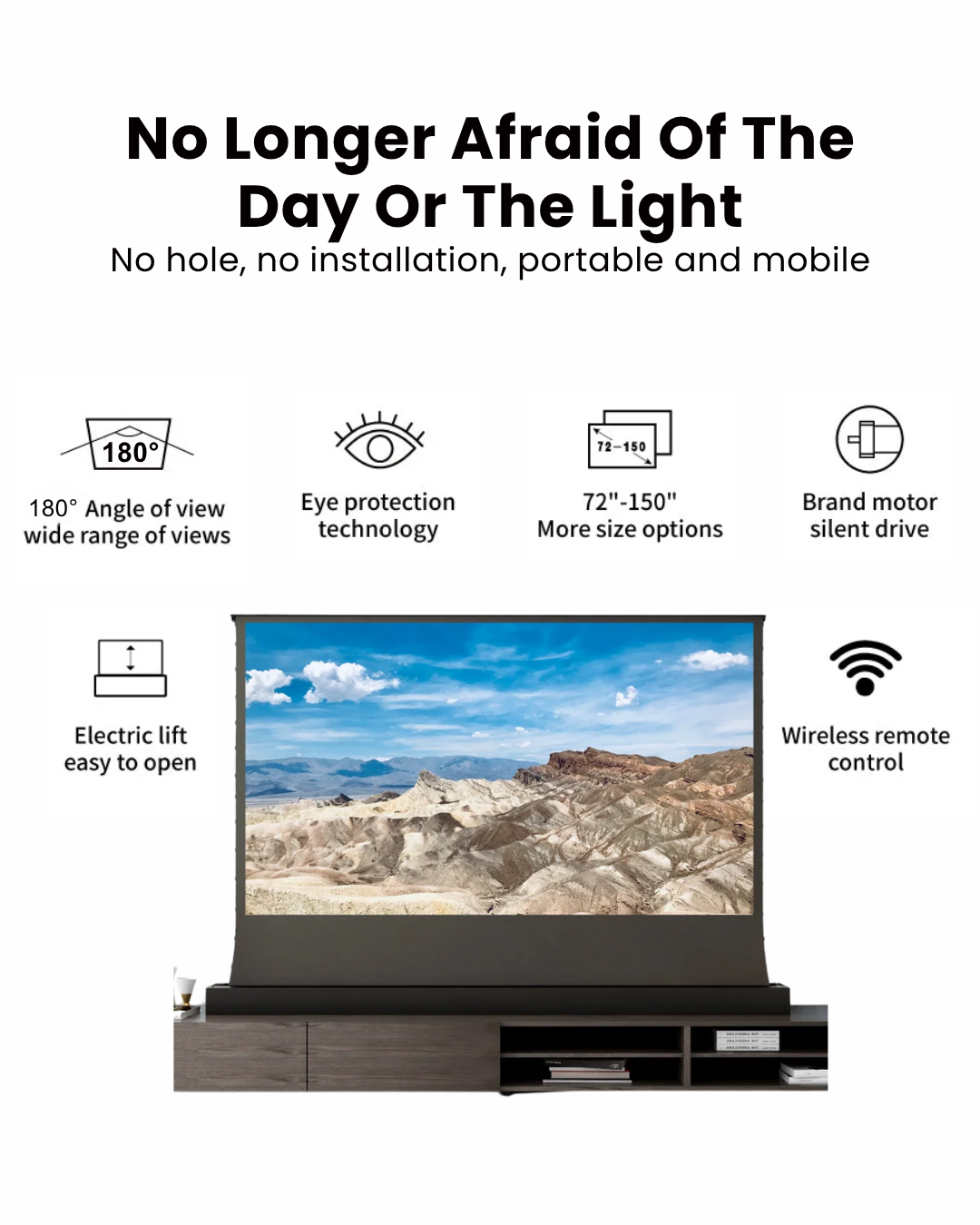 Vision Electric Floor Rising Projection Screen 16:9 - Professional 4K UST ALR Pet Crystal