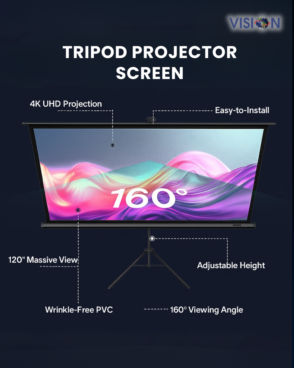 VISION PORTABLE TRIPOD PROJECTOR SCREEN (B) [4:3]